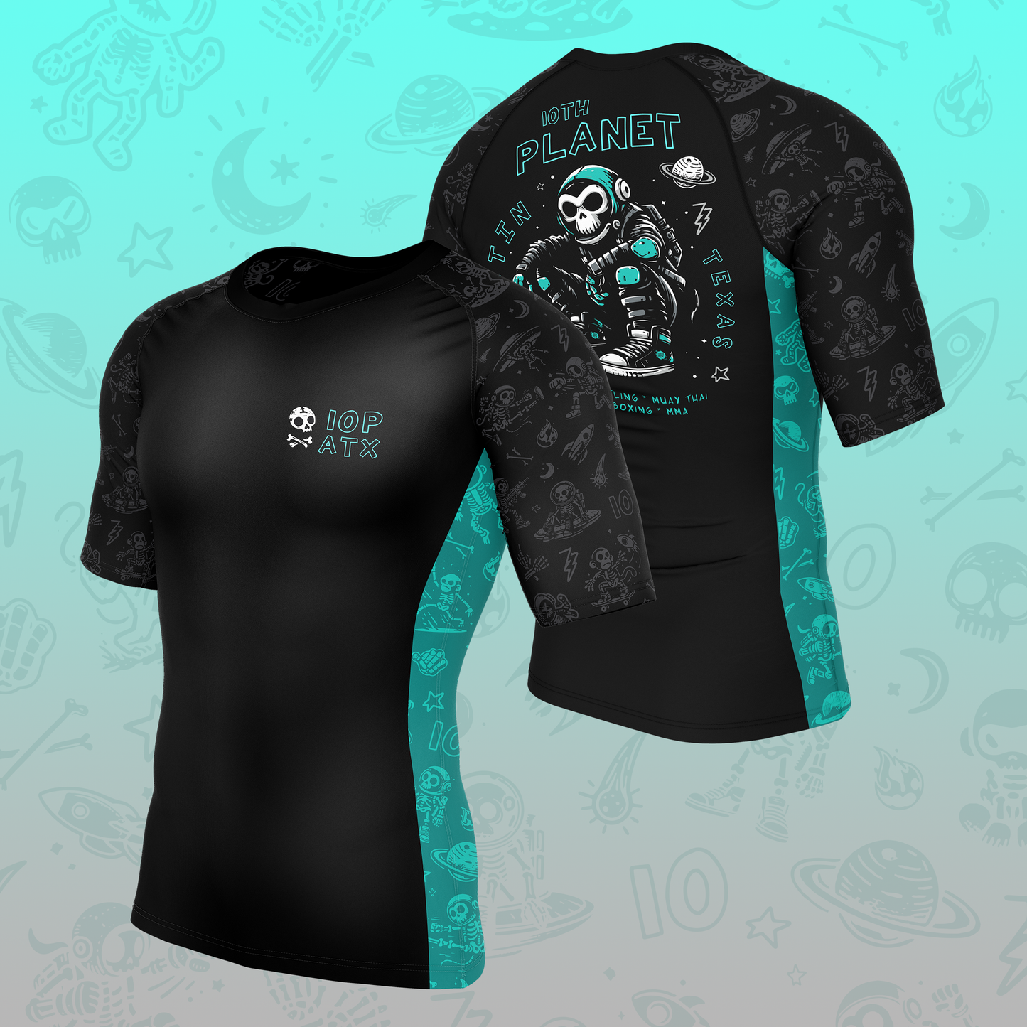 Dead Space (Teal) S/S Side Panel Rashguard