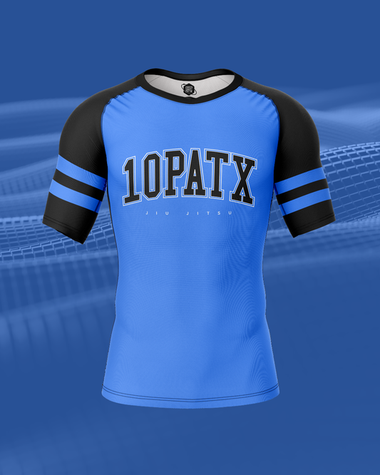 Varsity Blue Belt S/S Side Panel Rashguard
