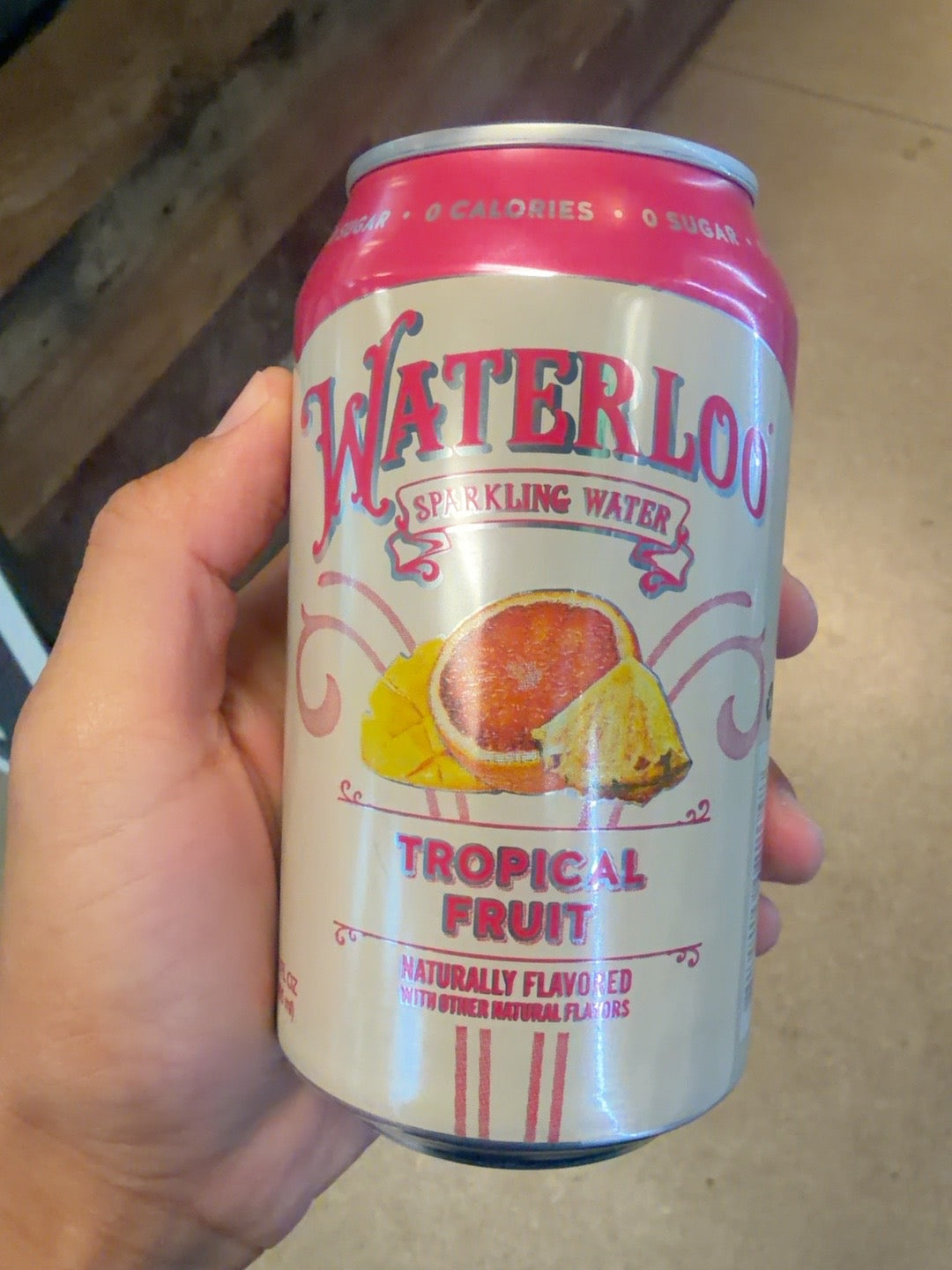 Waterloo Tropical Fruit Sparkling Water can