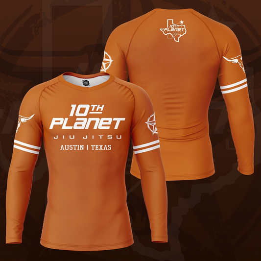 Longhorn L/S Rashguard (Orange) front and back