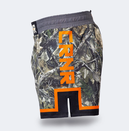 Hunter camo MMA shorts side view
